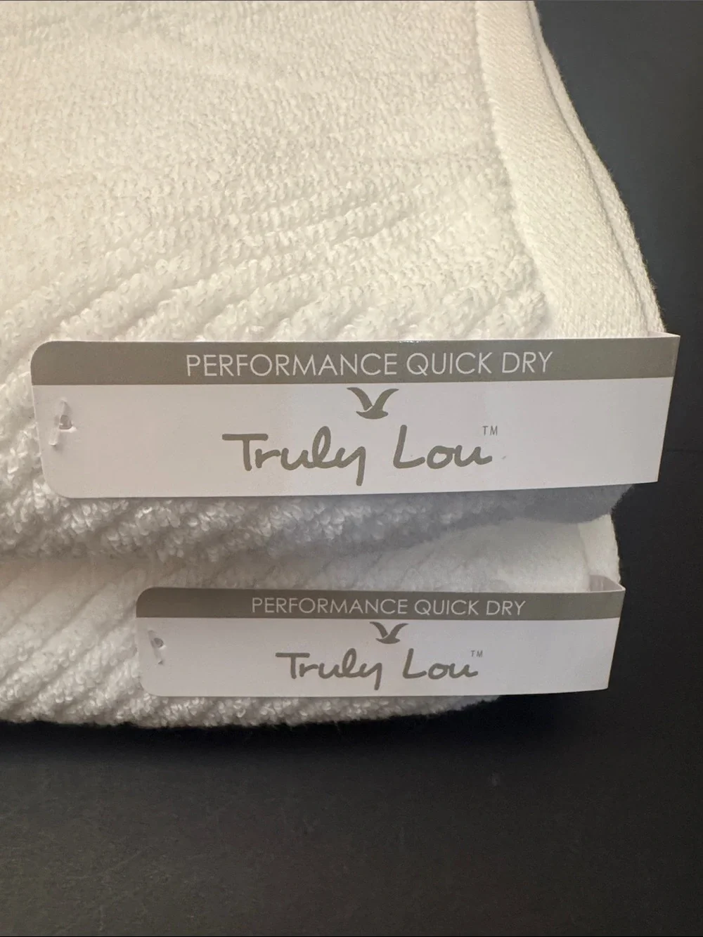 8pc TRULY LOU Performance Quick Dry Textured Cotton Bath Towel Set - White